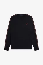 Fred Perry Taped Long Sleeve Men’s T-Shirt Black Whisky Brown SUTCO7652