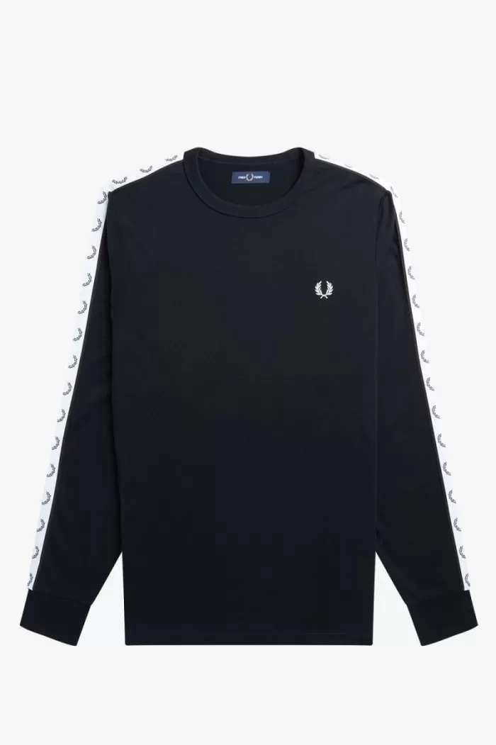 Fred Perry Taped Long Sleeve Men’s T-Shirt Black ULNAH3758