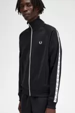 Fred Perry Taped Men’s Track Jackets Black OQCTI0321