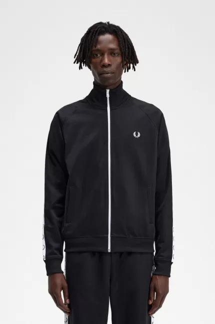 Fred Perry Taped Men’s Track Jackets Black OQCTI0321