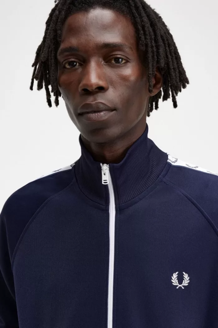 Fred Perry Taped Men’s Track Jackets Carbon Blue GJFVL0261