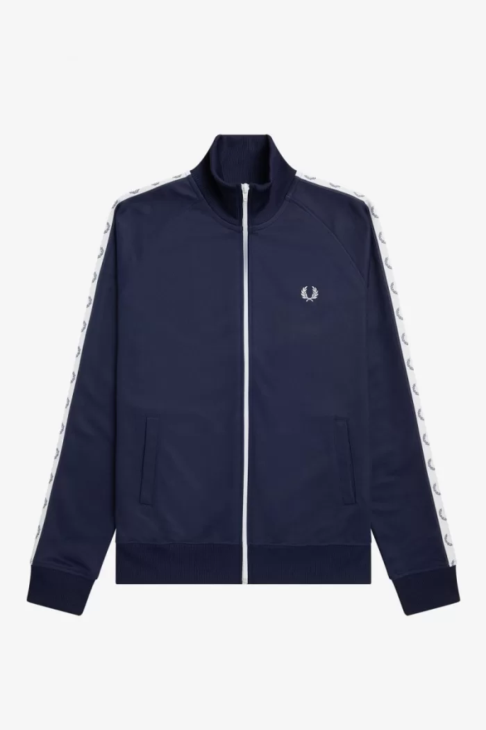 Fred Perry Taped Men’s Track Jackets Carbon Blue GJFVL0261