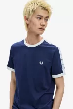 Fred Perry Taped Ringer Men’s T-Shirt Carbon Blue HUIXL8314