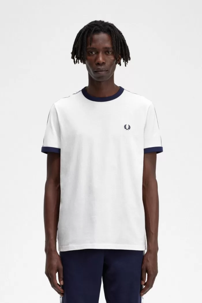 Fred Perry Taped Ringer Men’s T-Shirt Snow White FZGED0413