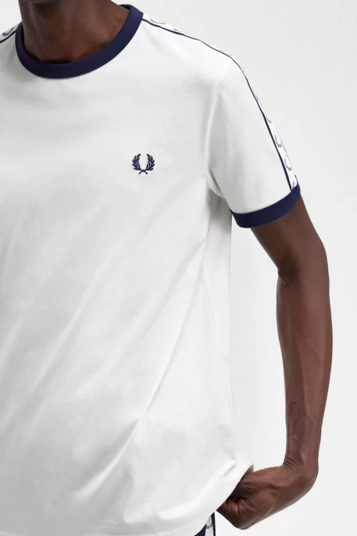 Fred Perry Taped Ringer Men’s T-Shirt Snow White FZGED0413