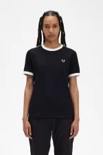 Fred Perry Taped Ringer Women’s T-Shirt Black OKQWA2786