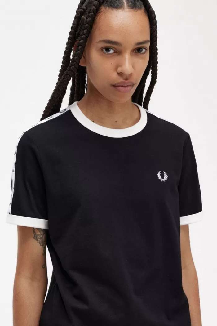 Fred Perry Taped Ringer Women’s T-Shirt Black OKQWA2786