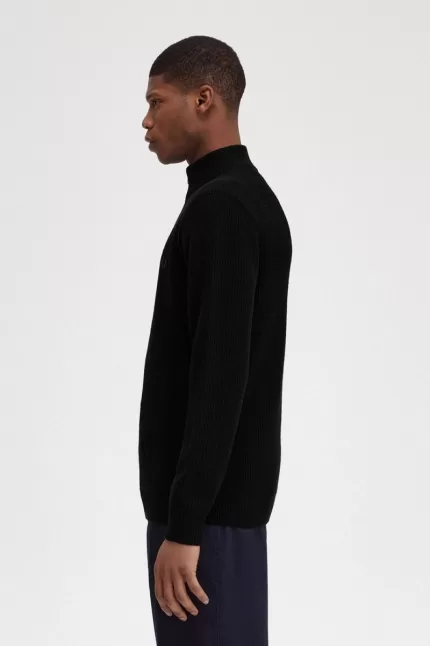 Fred Perry Textured Half Zip Men’s Jumper Black ISEBP8637