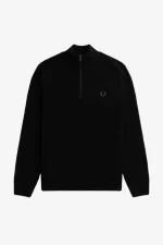 Fred Perry Textured Half Zip Men’s Jumper Black ISEBP8637