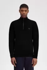 Fred Perry Textured Half Zip Men’s Jumper Black ISEBP8637