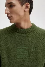 Fred Perry Textured Knitted Men’s Jumper Chive Green PYCZQ7492