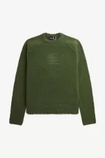 Fred Perry Textured Knitted Men’s Jumper Chive Green PYCZQ7492