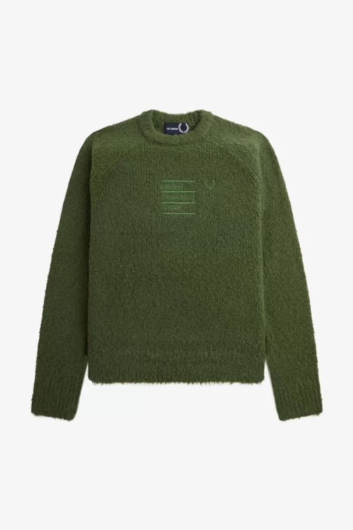 Fred Perry Textured Knitted Men’s Jumper Chive Green PYCZQ7492