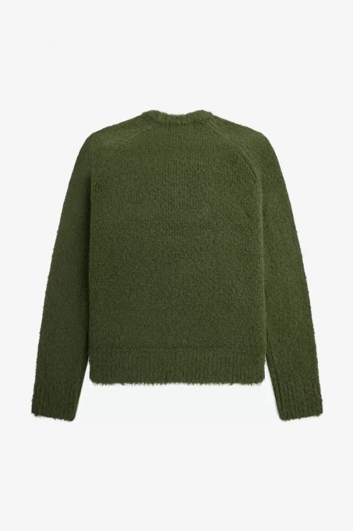 Fred Perry Textured Knitted Men’s Jumper Chive Green PYCZQ7492