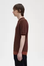 Fred Perry Textured Knitted Men’s T-Shirt Whisky Brown DRLWG9742