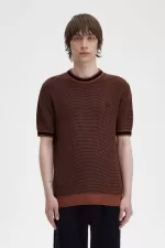 Fred Perry Textured Knitted Men’s T-Shirt Whisky Brown DRLWG9742