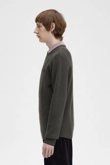 Fred Perry Textured Lambswool Men’s Jumper Field Green CENJW1796