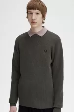 Fred Perry Textured Lambswool Men’s Jumper Field Green CENJW1796