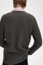 Fred Perry Textured Lambswool Men’s Jumper Field Green CENJW1796