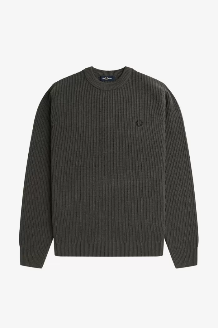 Fred Perry Textured Lambswool Men’s Jumper Field Green CENJW1796