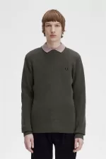 Fred Perry Textured Lambswool Men’s Jumper Field Green CENJW1796