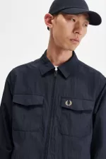 Fred Perry Textured Zip-Through Men’s Shirt Navy TYFMP8401