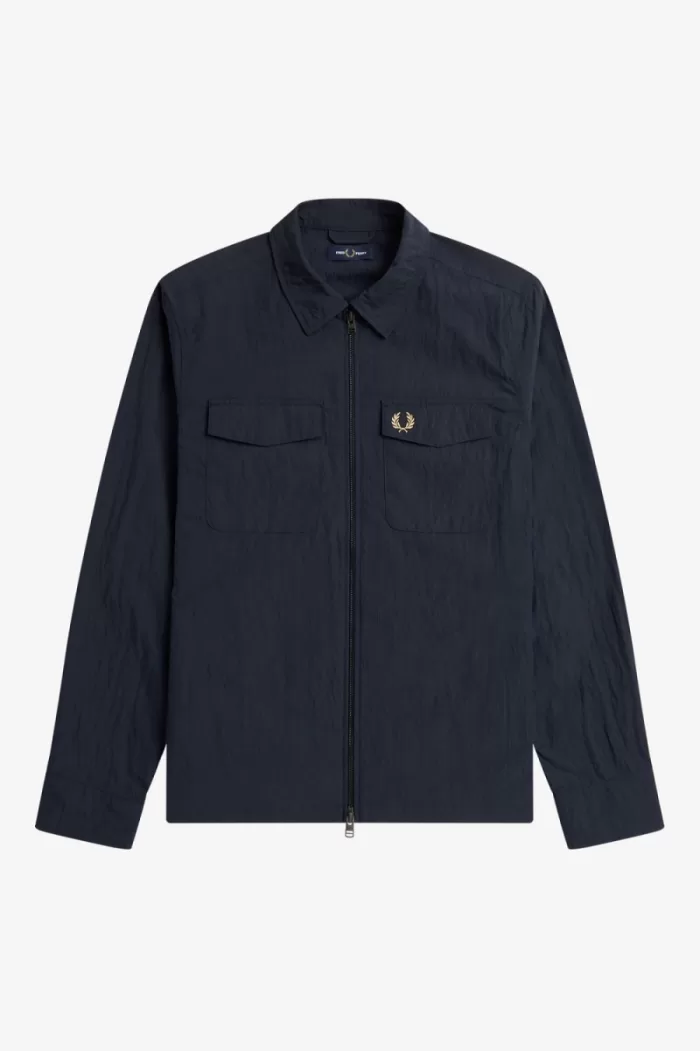 Fred Perry Textured Zip-Through Men’s Shirt Navy TYFMP8401