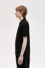 Fred Perry Textured Zip Neck Men’s Polo Shirt Black KTOBS8074