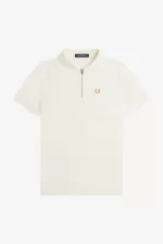 Fred Perry Textured Zip Neck Men’s Polo Shirt Beige PQCDL4930