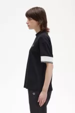 Fred Perry Tipped Cuff Piqué Women’s T-Shirt Black XCUPW4625