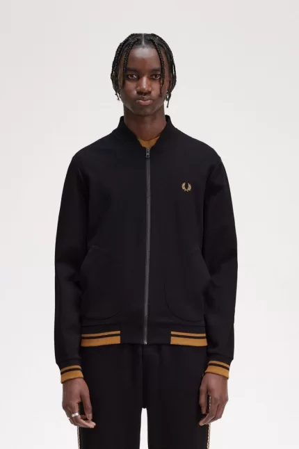 Fred Perry Tipped Detail Men’s Track Jackets Black NEFZJ5238