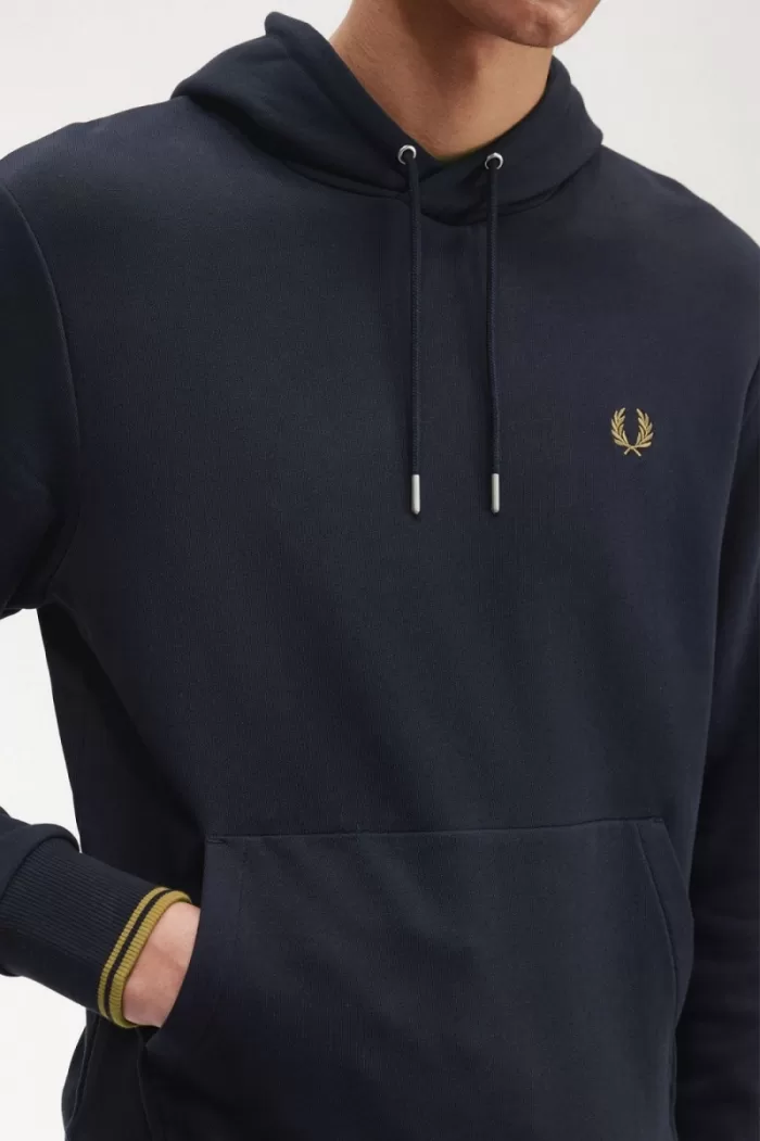 Fred Perry Tipped Hooded Men’s Sweatshirts Navy Dark Coffee PXFQA3056