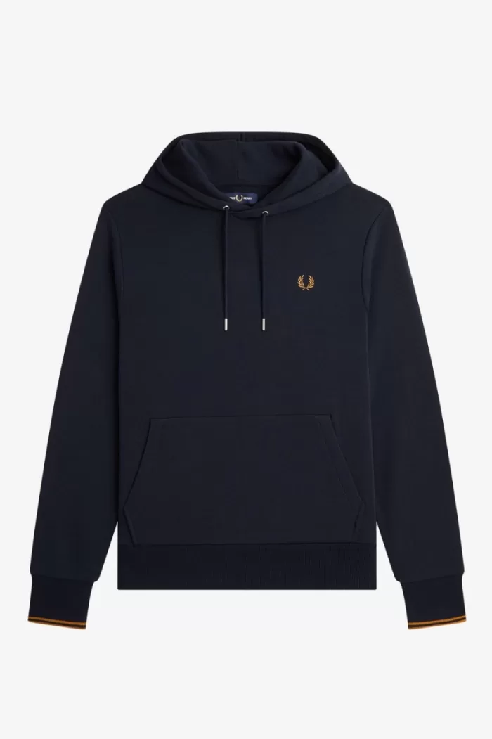 Fred Perry Tipped Hooded Men’s Sweatshirts Navy Dark Coffee PXFQA3056