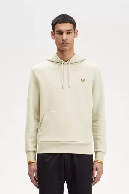 Fred Perry Tipped Hooded Men’s Sweatshirts Oatmeal ISZAQ0972