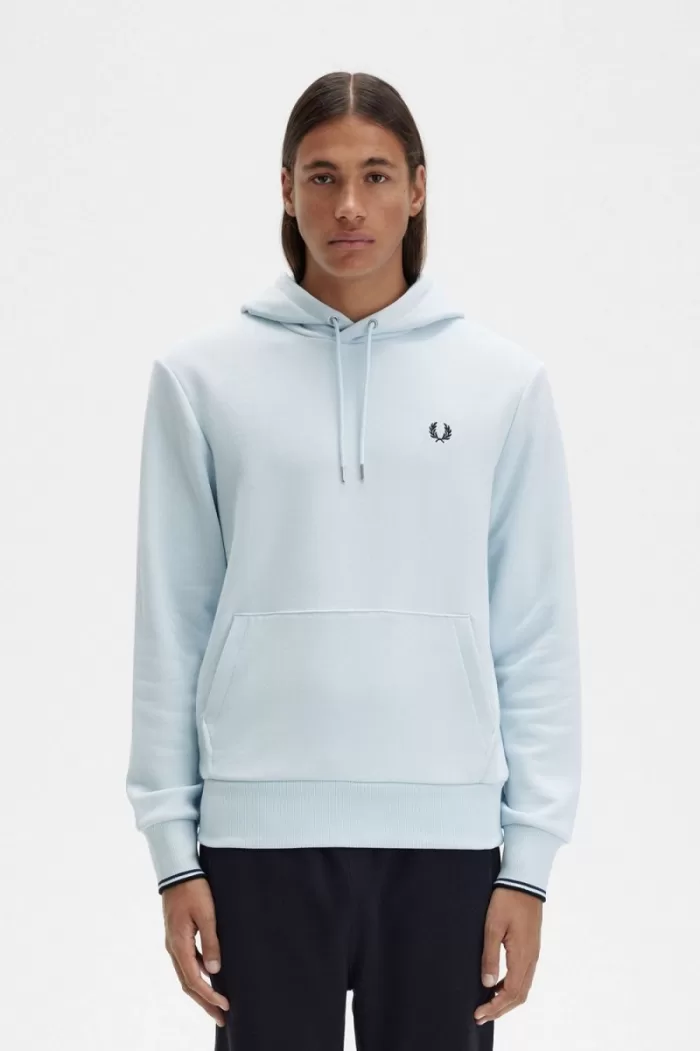 Fred Perry Tipped Hooded Men’s Sweatshirts Light Aqua SXKBP4163