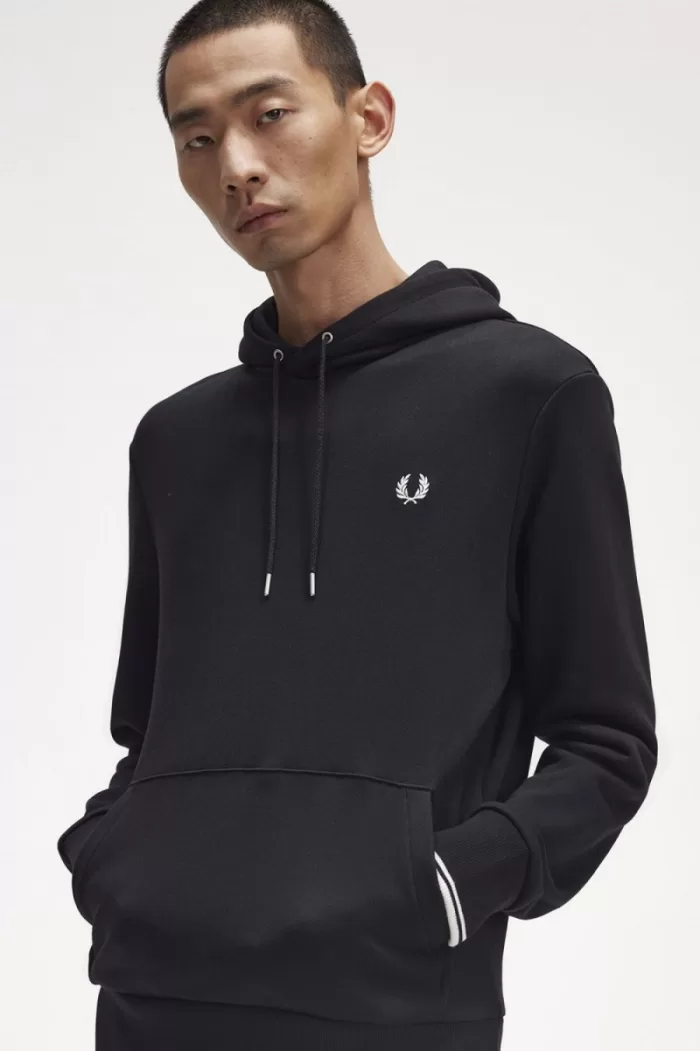 Fred Perry Tipped Hooded Men’s Sweatshirts Black FUMTV7905