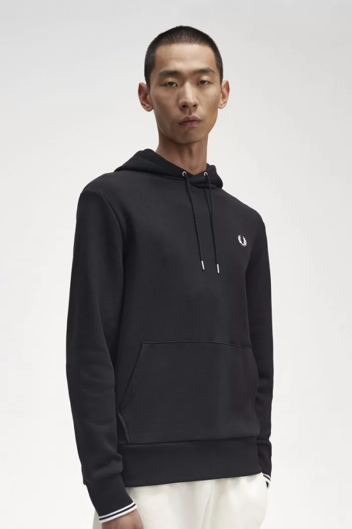 Fred Perry Tipped Hooded Men’s Sweatshirts Black FUMTV7905