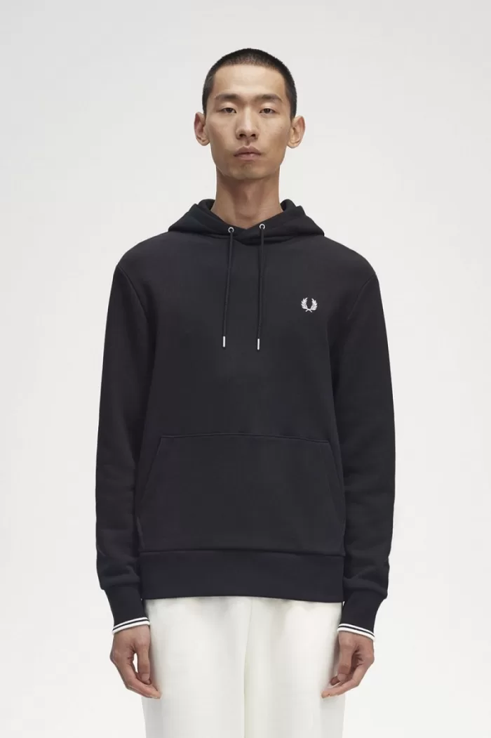 Fred Perry Tipped Hooded Men’s Sweatshirts Black FUMTV7905