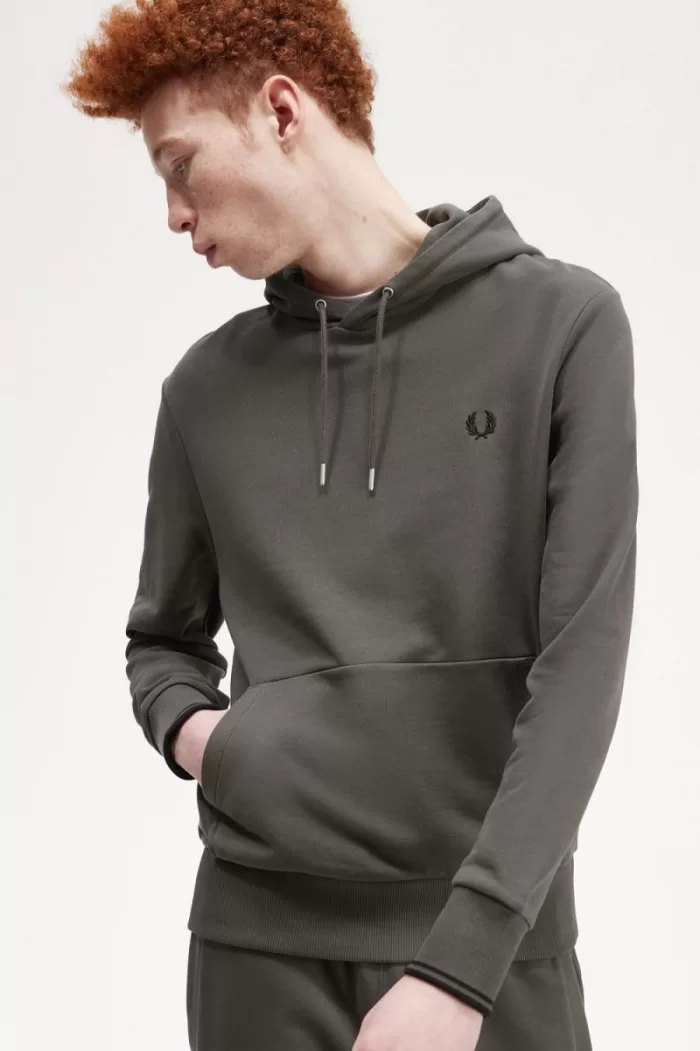 Fred Perry Tipped Hooded Men’s Sweatshirts Field Green PUORJ4072