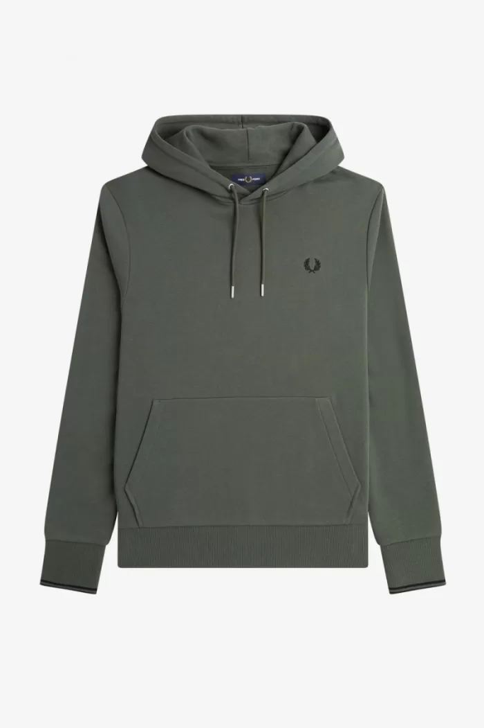 Fred Perry Tipped Hooded Men’s Sweatshirts Field Green PUORJ4072