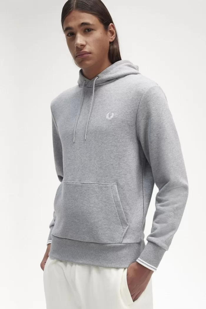 Fred Perry Tipped Hooded Men’s Sweatshirts Grey WZQJG6134