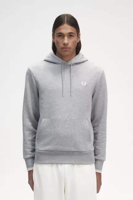 Fred Perry Tipped Hooded Men’s Sweatshirts Grey WZQJG6134