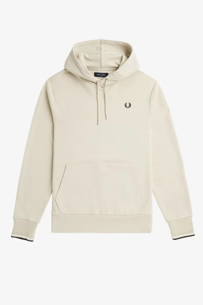 Fred Perry Tipped Hooded Men’s Sweatshirts Oatmeal Black AMIUD6480