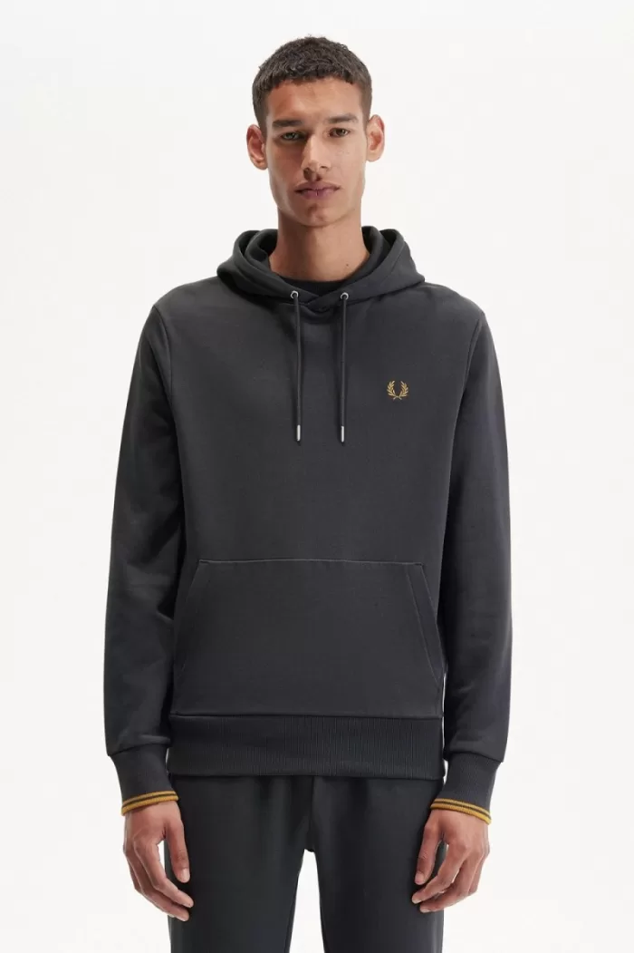 Fred Perry Tipped Hooded Men’s Sweatshirts Anchor Grey Dark Coffee REAKF1563