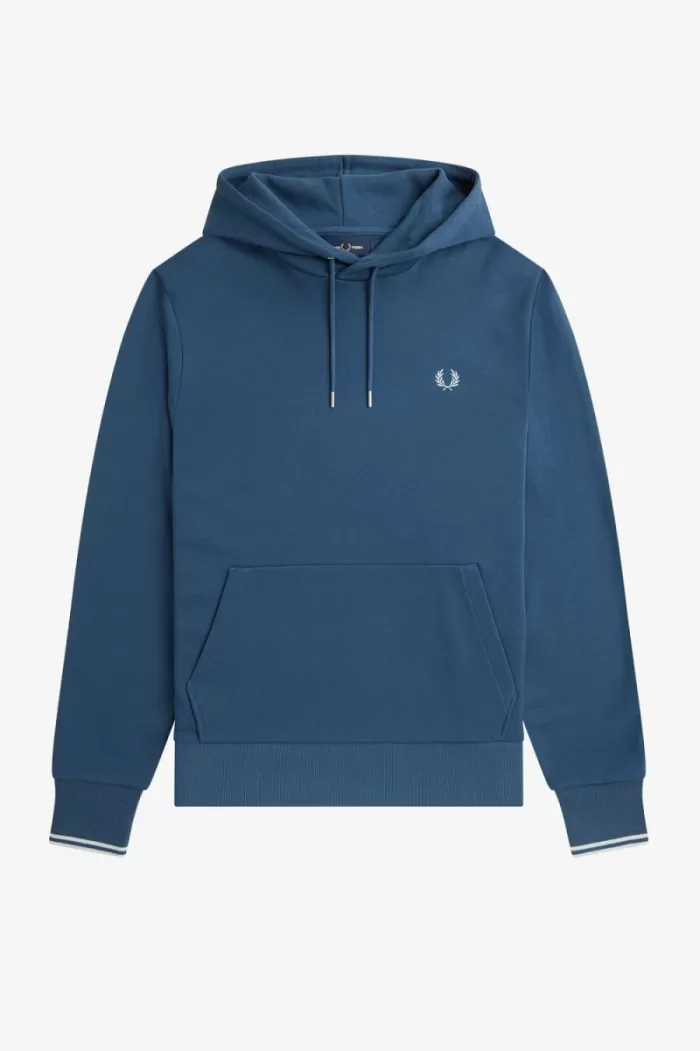 Fred Perry Tipped Hooded Men’s Sweatshirts Midnight Blue Light Aqua CMZLW3482