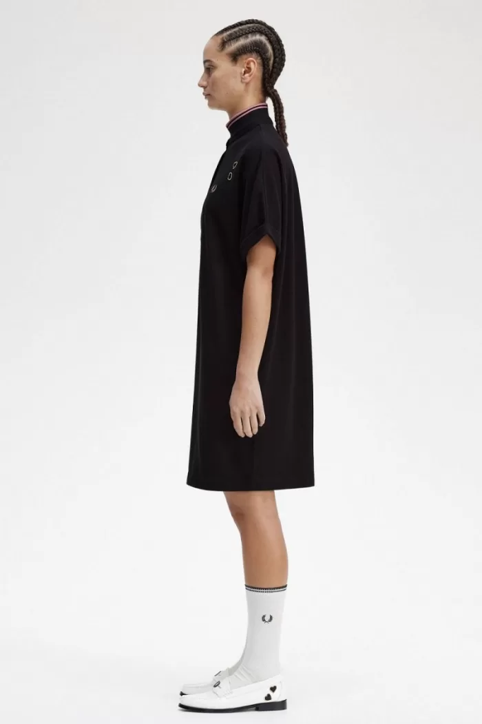 Fred Perry Tipped Piqué Shirt Women’s Dress Black JDGWF1382