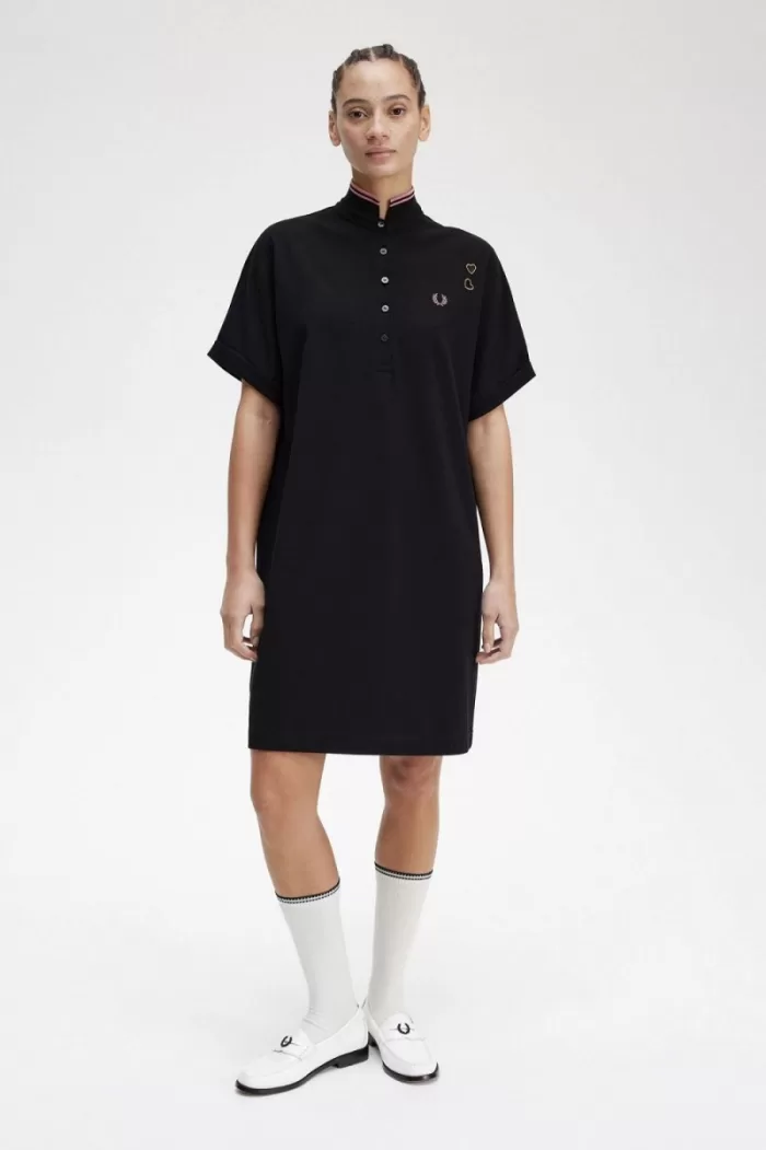 Fred Perry Tipped Piqué Shirt Women’s Dress Black JDGWF1382