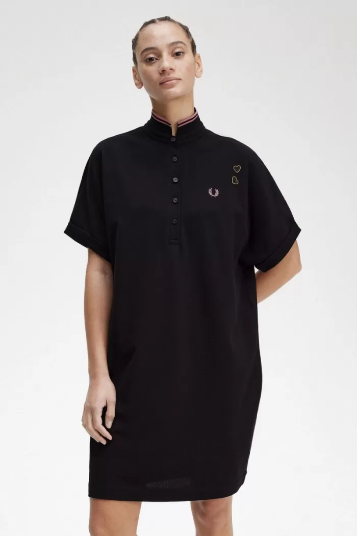 Fred Perry Tipped Piqué Shirt Women’s Dress Black JDGWF1382