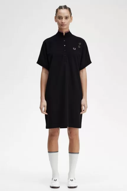 Fred Perry Tipped Piqué Shirt Women’s Dress Black JDGWF1382