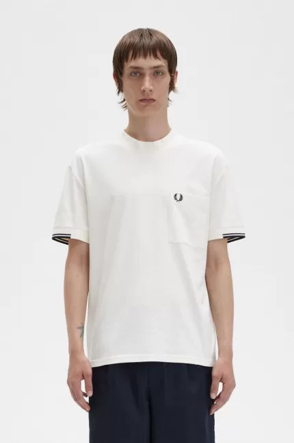 Fred Perry Tipped Sleeve Men’s T-Shirt Beige IOTWD3475